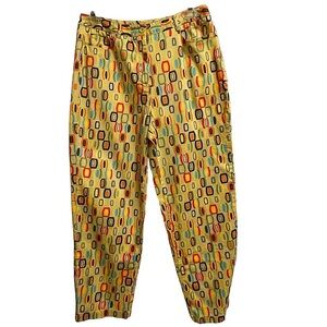 Talbots Bright MCM Print Jeans Style Pants Colorful Art to Wear Retro Look Sz 10
